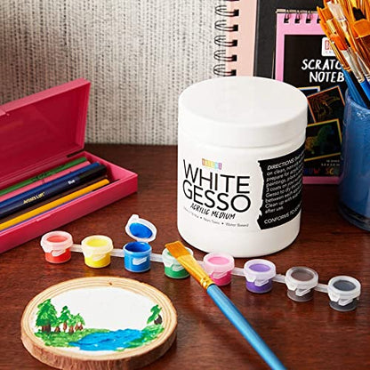 Bright Creations Gesso for Mixed Media - Acrylic Gesso White Primer for Canvas & Wood - Fast-Drying Smooth Base for Canvas Painting & Acrylic Paint Medium - 16.9 Fl Oz, White, Pack of 1