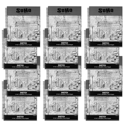 SoHo 110 GSM Sketch Paper Pad Spiral 11x14 100-Sheets - 12 Pack - size: 11x14 - Pack of 12