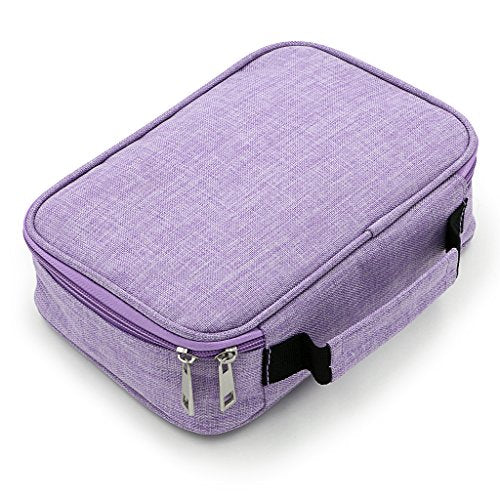 BTSKY® High Capacity Zipper Pens Pencil Case- Multi-Functional Stationery Pouch 72 Slots Colored Portable Pencil Bags With 2 Removable Sleeves(Purple) - color: Purple