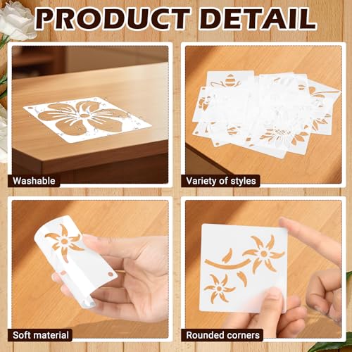 80 Pcs 3 Inch Stencils for Painting on Wood, Butterfly & Flower Stencils for Crafts Reusable Drawing Stencil for Kids Classroom Projects, Fabric Art, Wood Signs, Wall Murals, Engraving