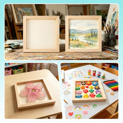 6 Pack 8 x 8 Inch Wood Panel Boards, Unfinished Wooden Canvas Panels Boards for Painting, Drawing, Canvas. DIY Crafts Projects, Arts Use with Oils, Acrylics