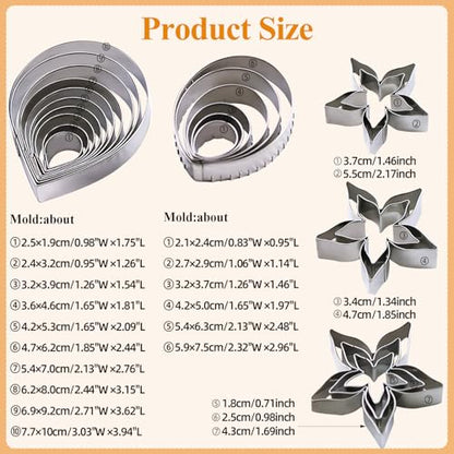 KALAIEN 23pcs/set Rose Petal Cutter Set Gum Paste Fondant Cake Cutters kitchen Supplies Baking Mould - color: Rose Petal Cutter Set (23pcs)