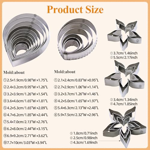 KALAIEN 23pcs/set Rose Petal Cutter Set Gum Paste Fondant Cake Cutters kitchen Supplies Baking Mould - color: Rose Petal Cutter Set (23pcs)