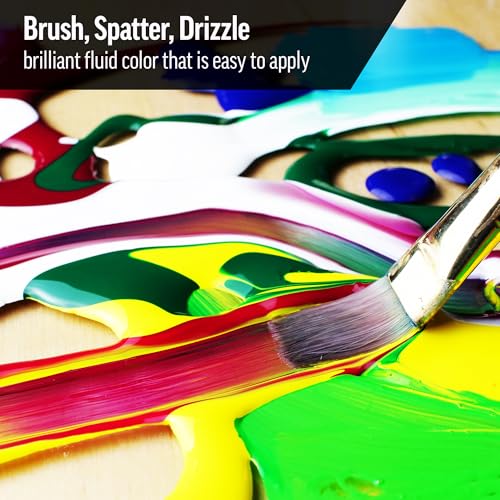 GOLDEN Fluid Acrylics, Iridescent Bright Gold (Fine), 16 fl. oz. Bottle, Professional Acrylic Paint, Semi-Transparent