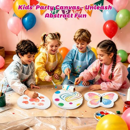 3Pack Stretched Canvas for Painting with Circle, Heart, Butterfly, 280g 100% Cotton with Seed Hulls, Acid-Free Pre-Primed Blank Canvas for Oil, Acrylic Paints, Perfect for DIY, Kids Party, Home Decor - size: 10" Canvas 3Pack