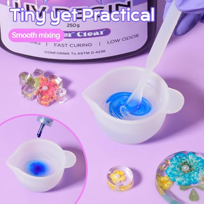 HeyClear 250g UV Resin kit -Crystal Clear, Hard UV Epoxy Resina para Manualidades Fast Curing Glue uv with Silicone Molds, Mat for Beginners Jewelry Making, DIY Crafts Art, Casting Coating - size: 250g