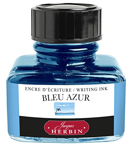 Herbin Fountain Pen Ink - 30ml Bottled - Bleu Azur - color: Bleu Azur, size: 1 fl oz