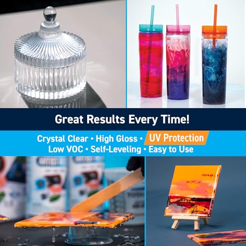 TotalBoat Artist Epoxy Resin - 32 Oz. Quart Kit with 1:1 Mix Ratio and UV Resistance - High-Gloss, Crystal-Clear Casting Formula for Artwork, Charms, Crafts, Jewelry, and Tumblers - size: 32 Ounce