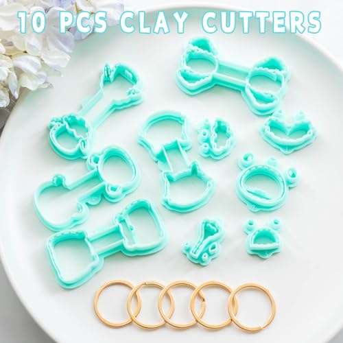 TAINSKY Animals Keychain Polymer Clay Cutter, Cute Polymer Clay Keychain Cutters, Boho Clay Cutters for Polymer Clay Jewelry, 10 Shapes Keychain Cutter, Panda Polymer Clay Earring Cutters-B - color: Keychain -C