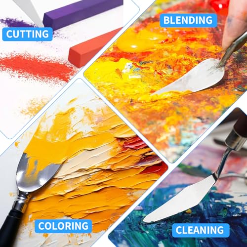4 Pcs Palette Knife, Stainless Steel Painting Knife, Oil Paint Metal Knives Mini Pointed Head Spatula, Pallet Painting Knives with Basswood Handle for Oil, Acrylic and Canvas Drawing