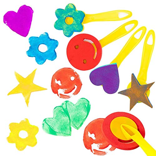 53Pcs Painting Brushes for Kids Paint Sponges, Washable Paint Brushes Set for Toddler Kids Early Learning Finger Paints sponges Foam Art Supplies Toys Present with 26 Alphabets
