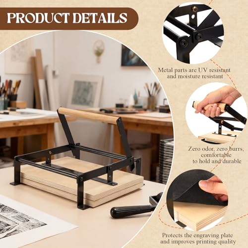 A3 Black Printing Linocut Hand Lever Press Machine with Rollers and Felt Pads for Lino Cuts, Cutting Printing, Linoleum Blocks Printmaking Tools Kits for Hobbyists and Home Crafters - size: A3