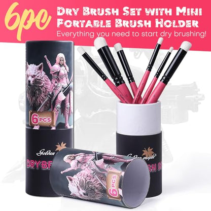 Golden Maple Dry Brush Miniature Painting Drybrush Set - 6PC Professional Modellers Miniature Paint Brushes for Miniatures, Model, Enamel & Fantasy Figurines Painting, Red - color: Red