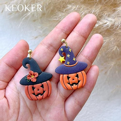 KEOKER Halloween Clay Cutters, Clay cutters for Halloween Earrings Making, 10 Shapes Halloween Clay Earrings Cutters, Halloween Polymer Clay Cutters (Earrings Clay Cutters 1) - color: Earrings Clay Cutters 1