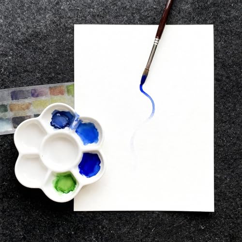 30 Pack 6.7" Round Paint Palettes, 7 Well Flower Petal Painting, White Plastic Paint Mixing Tray Watercolor Painting Dish for Oil DIY Art Gouache