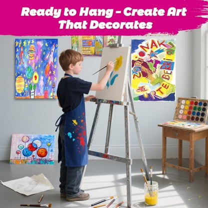 24 Pack Stretched Canvas Frames, 6 Sizes 4x4 to 16x20, Black & White Blank Canvases, Triple Primed 100% Cotton with Natural Cotton Seeds, Acid-Free, Warp-Resistant Canvas Frame for Acrylics & Oils - size: 4x4", 6x6", 8x8", 10x12", 12x16", 16x20" - 24Pack