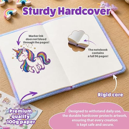 VOTUM Cat Princess Furry Sketchbook for Girls, 8x11 Plush Notebook with Crown & Star Charm, Soft Fluffy Journal & Diary for Drawing, Writing, Birthday, Christmas for Girls - color: Cat Princess