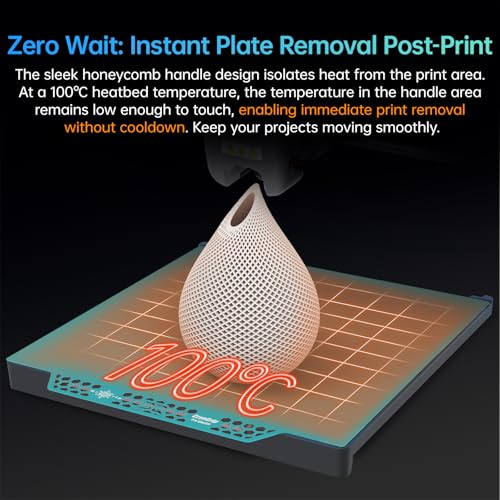BIQU Cryogrip Pro Glacier 235x235MM Build Plate for Adventurer 5M/5M Pro, Ender-3/V3/Pro/V2 Neo, Creality-K1/K1C, Ender-5/5 Pro, Kobra Neptune 3 Pro, etc. 3D Printers Double Sided Fine Textured Plate - style: Glacier(235×235MM)