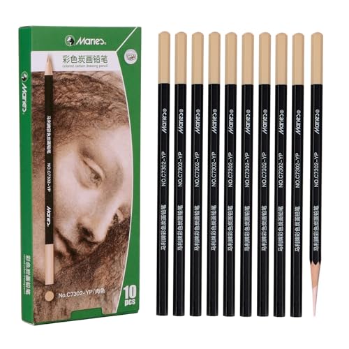 Marie's Professional Charcoal Drawing Set - Premium Artist Sketching Pencils for Portraits & Fine Art - Ideal for Professional Artists & Studio Creation(Flesh Color) - style: Flesh Color (10pcs)