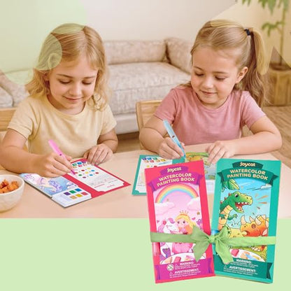JoyCat 2 Pack Pocket Paint with Water Coloring Books for Kids, Art & Craft Activity Toy Set, Creative Travel & Home Painting Kit, Gifts for Girls & Boys Ages 3-8 (Magical Pony & Dinosaurs) - style: 2 Pack - Magical Pony & Dinosaurs
