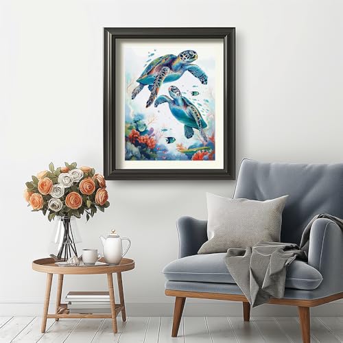 Natuyalo Turtle Paint by Numbers Kit for Adults - Ocean World Paint by Number on Canvas Without Frame, DIY Acrylic Painting for Ideal Gift Home Wall Decor (16x20 Inch)
