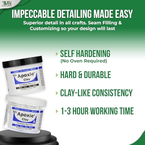 Aves Apoxie Clay - 2 Part Self Hardening Modeling Clay - 1 Pound White