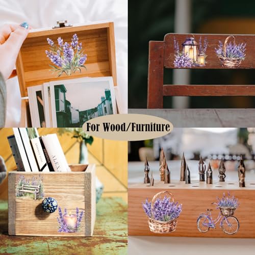 ZMRU 24 Sheets of Watercolor Style Rub on Transfers for Crafts - Perfect for Glass, Porcelain, Leather, Canvas, and Fabric Projects - IOD Transfers Included,3 * 3inch (Purple Lavender) - style: Purple Lavender