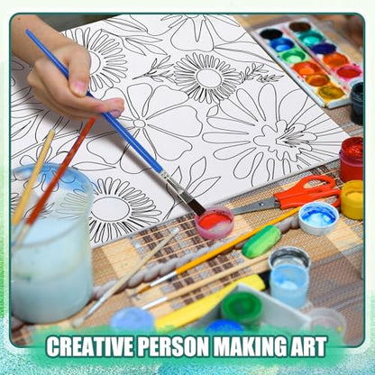 Sherr 75 Pcs 15 Set Floral Pre Drawn Canvas Kit for Painting Craft Sip and Paint Kit for DIY Adults Pre Printed Canvas Painting Favor for Paint Gifts Adult's Date Party - style: Flower Style