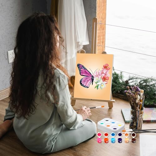 Dinifee 6 Pack Pre Drawn Canvas for Painting Pre Printed Canvas Kit 8 x 10 Inch Stretched Cotton Paint and Sip Set for Adults Couple Party Graduation Summer Date Night(Butterfly) - style: Butterfly