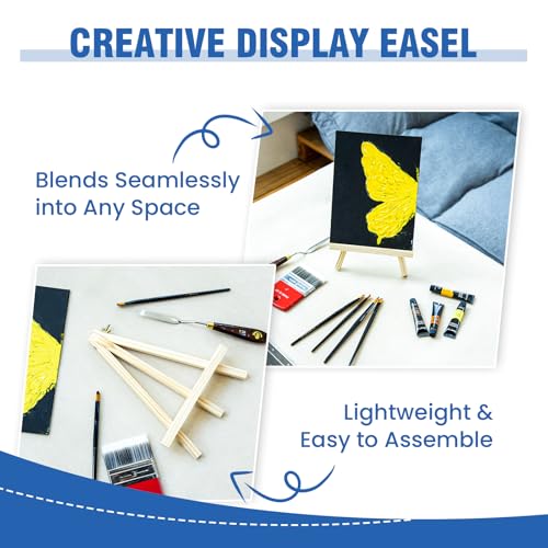 Falling in Art 12 Pack Mini Wooden Display Easels, 10 Inch Tripod Painting Easel Stand, Portable Art Canvas Holder for Photos, Prints and Signs