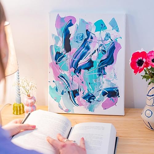 Sculpd Abstract Painting Kit, Abstract Painting, 4 Acrylic Paint Colours, 2 Brushes, Artist Canvas, Additional Artist Supplies, Studies Book & Guides, Suitable for Adults, Beginners & Artists - color: Neutral, size: Small