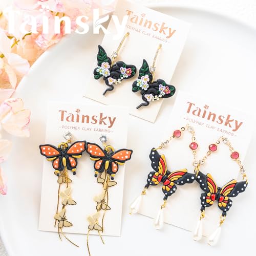 TAINSKY Butterfly Polymer Clay Cutters, 14 Shapes Earring Cutters for Polymer Clay Making