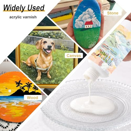 Matte Varnish for Acrylic Painting，200ml Acrylic Paint Varnish，Clear Varnish Keeps Paintings from Yellowing, Cracking, Maintains Permanent Color（Matte） - size: matte