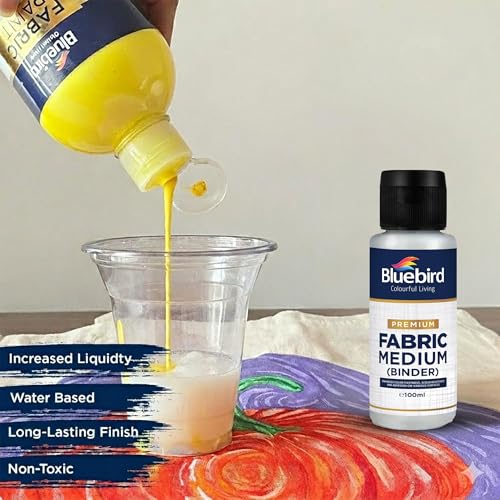 BLUEBIRD Fabric Medium - Textile Medium for Fabric Painting, Prevents Flaking, Ideal for Clothes, Accessories, and More (3.4 Fl Oz / 100 ML) - size: 3.4 Fl Oz (Pack of 1)