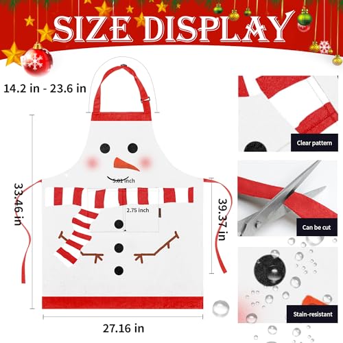 BOHARERS Cute Christmas Apron White Scarf Snowman Aprons for Kitchen Adjustable Waistband Christmas Gift - color: D-01 Pack Cute Snowman