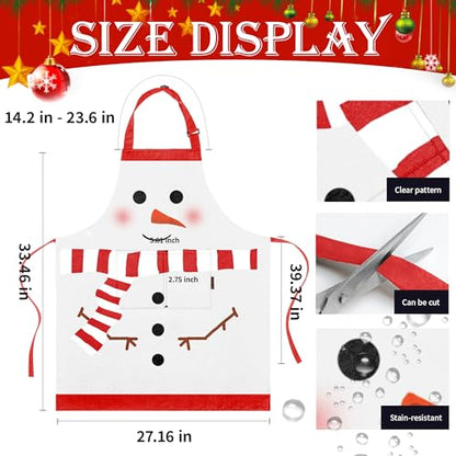 BOHARERS Cute Christmas Apron White Scarf Snowman Aprons for Kitchen Adjustable Waistband Christmas Gift - color: D-01 Pack Cute Snowman