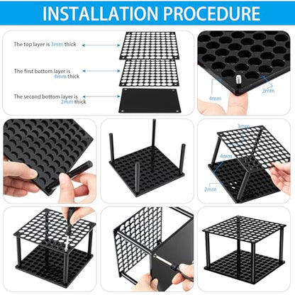 Outus 96 Holes Pencil Brush Holder Acrylic Paintbrush Holders Desk Organizer Stand Holder for Pencil Pen Paint Brushes Modeling Tool Office Art Supplies(Black) - color: Black