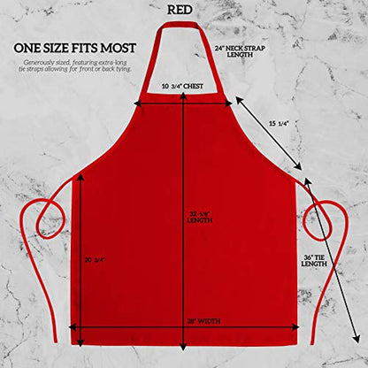 GREEN LIFESTYLE 12 Pack Bib Apron - Unisex Red Aprons, Machine Washable Aprons for Men and Women, Kitchen Cooking BBQ Aprons Bulk (Pack of 12, No Pockets, Red) - color: Red, size: Pack of 12, No Pocket