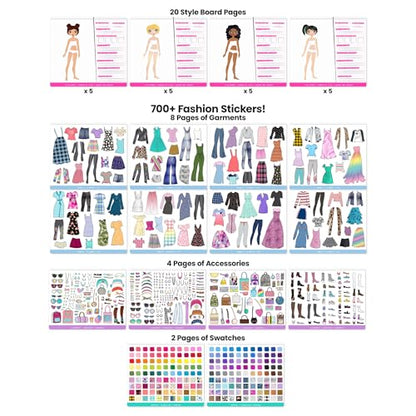 Fashion Angels Designer Kit for Girls, Fashion Activity Sticker Book with 700+ Stickers, Road Trip Essentials, Ideal for Kids Ages 6+ - style: Fashion Design