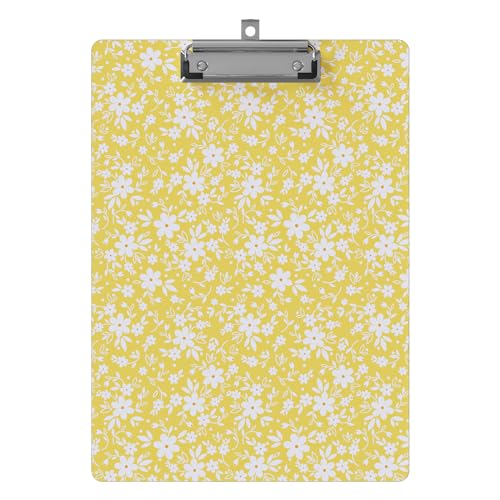 Clipboard Design Decorative Clipboards A4 Letter Size Wooden Cute Clip Board Hanging for Shool Office Supplies, Standard Size 9" x 12.5" with Low Profile Metal Clip(Yellow Floral) - color: Yellow Floral, size: Portrait Clipboard（9" x 12.5"）
