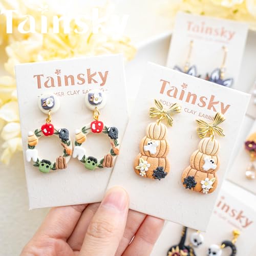 TAINSKY Micro Halloween Polymer Clay Cutters for Earrings Making, 8 Shapes for Fall Jewelry Mini Clay Cutters (A) - color: Micro-A