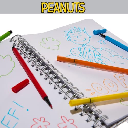 Peanuts Gang Sketchbook for Kids with Washable Markers, 86 Blank Pages Spiral Bound, Snoopy - color: Peanuts Gang