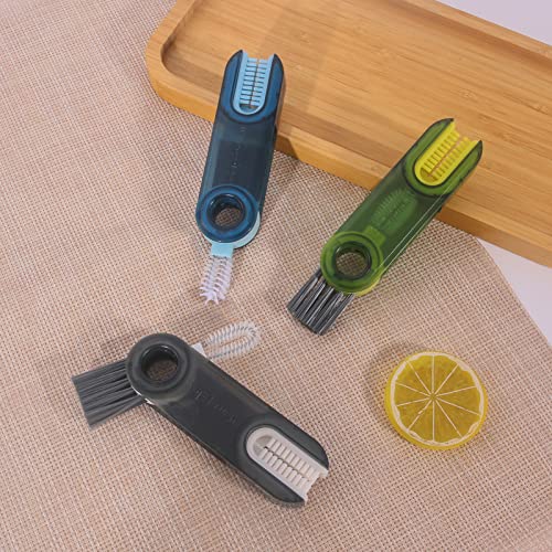 3 in 1 Cup Lid Gap Cleaning Brush Set, Multifunctional Insulation Bottle Cleaning Tools, Mutipurpose Tiny Silicone Cup Holder Cleaner, Home Kitchen Cleaning Tools - color: Blue+green+grey