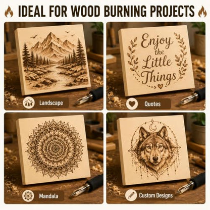 Unfinished Wood Blocks for Crafting, 4 Pack 6 x 6 x 1 Inch Solid Pine Wood Carving Blocks for DIY Carving, Whittling, Painting, Engraving, Art Classes and Photo Display - size: 6x6x1 Inch