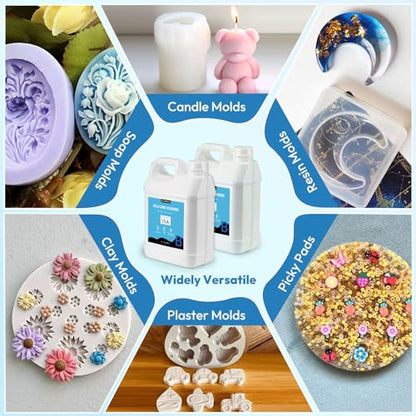 OFFNOVA Silicone Mold Making Kit 70oz Rubber 15A, 1:1 Mixing Ratio Fast Curing for Resin, Casting, Candle, Soap, DIY Crafts, Light Blue - size: 70 Oz