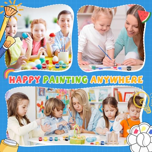 ESRICH 8 Set Mini Acrylic Paint Kit, 5in Mini Stretched Canvas with 7.5in Easel, Acrylic Paint Strips, Paint Palettes, Painting Brushes, Small Canvas and Easel Set for Kids Artists Beginner, Gift - size: 8 set 5 x 5 inches
