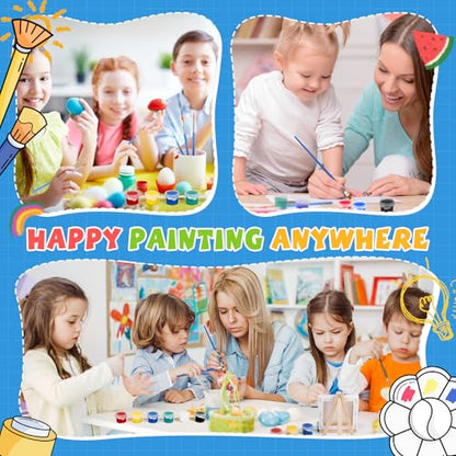 ESRICH 8 Set Mini Acrylic Paint Kit, 5in Mini Stretched Canvas with 7.5in Easel, Acrylic Paint Strips, Paint Palettes, Painting Brushes, Small Canvas and Easel Set for Kids Artists Beginner, Gift - size: 8 set 5 x 5 inches