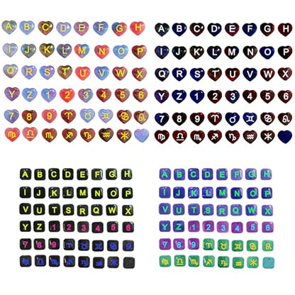 96 Pcs Resin Letter Molds with Hole, AFUNTA Alphabet Number Resin Molds Silicone Heart Shape Square Pendant Silicone Molds for Epoxy Resin Casting, DIY Water Cup Handle Charm