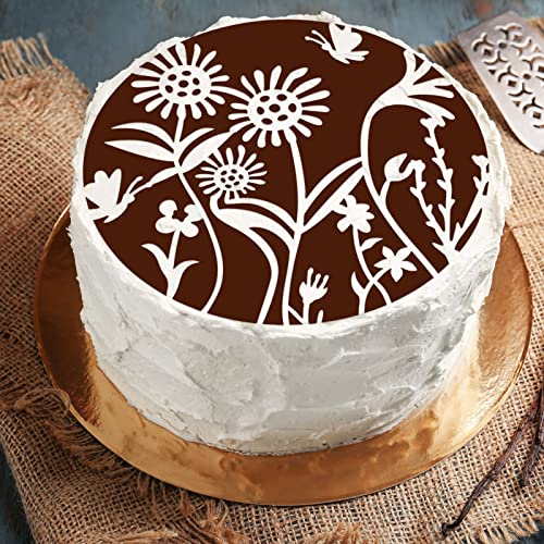 Marspark 20 Pieces Wildflower Stencils for Painting Template Flower Wall Stencils Reusable Spring Templates PET DIY Drawing for Painting on Wood Wall(Round Style) - style: Round Style