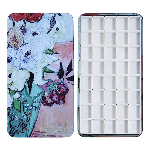FCLUB Magnetic Watercolor Palette Case with 40 Empty Half Pans and Magnets | Lightweight Metal Watercolor Palette, Watercolor Half Pans Empty, Self-Adhesive Magnetic Strips, Solid Paints Custom Palettes - color: Champs Rose, size: Pack of 40 Half Pans